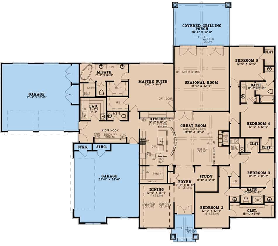 Main Level of French Plan #193-1224