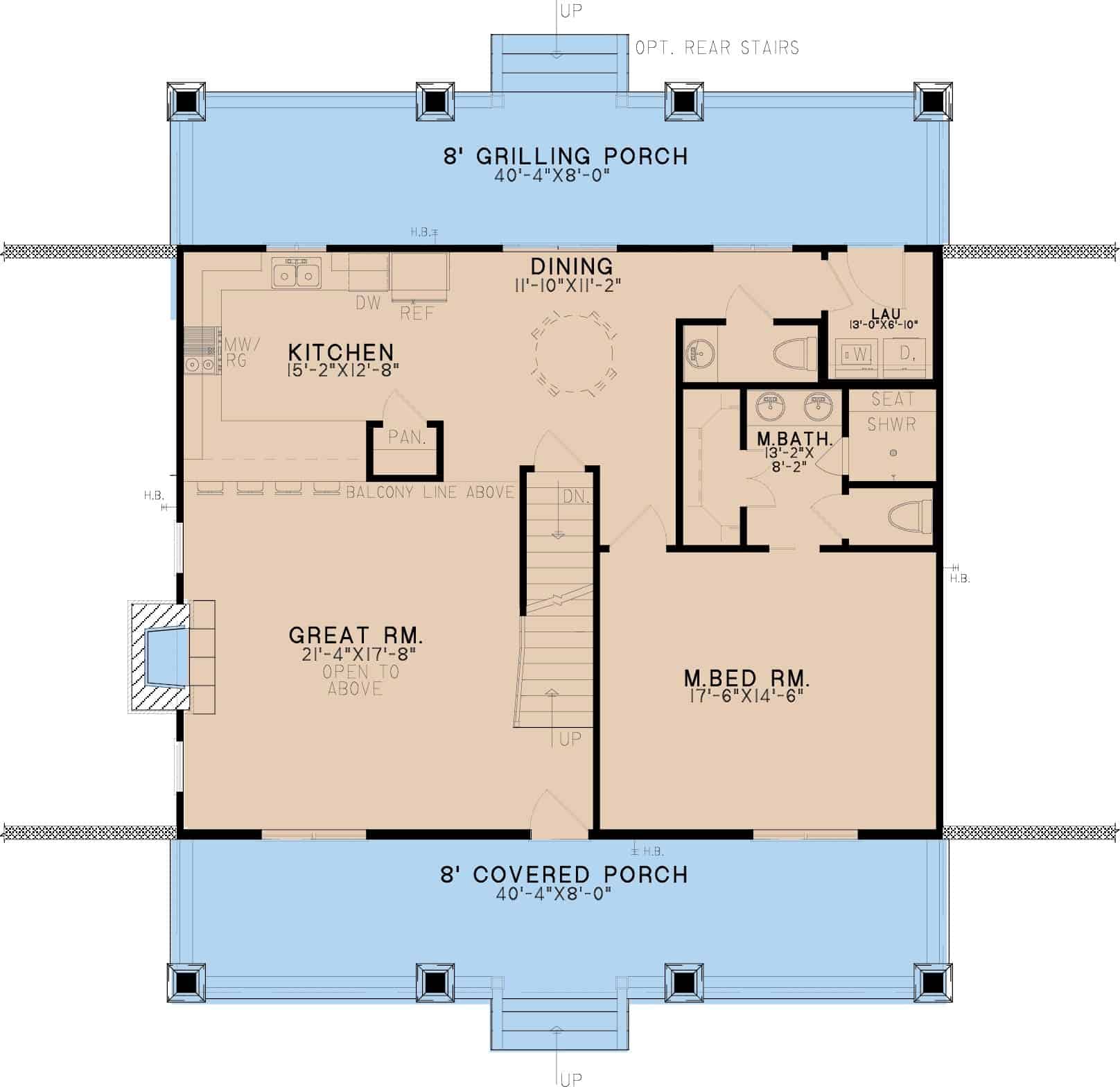 Main Level of Farmhouse Plan #193-1226