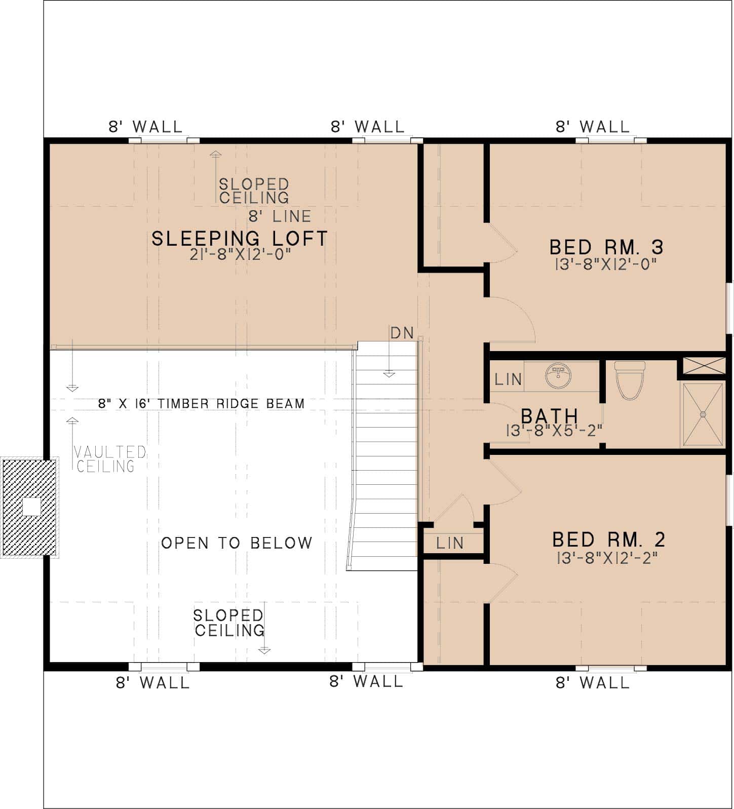 Upper Level of Farmhouse Plan #193-1226