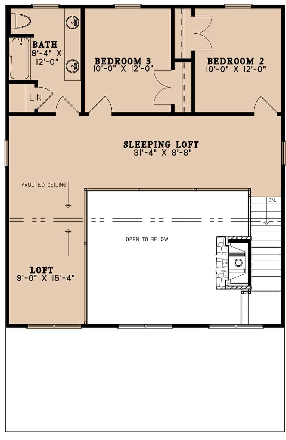 Upper Level of Farmhouse Plan #193-1227