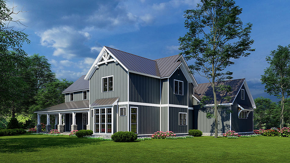 Rear View of this 3-Bedroom, 3020 Sq Ft Plan - 193-1229