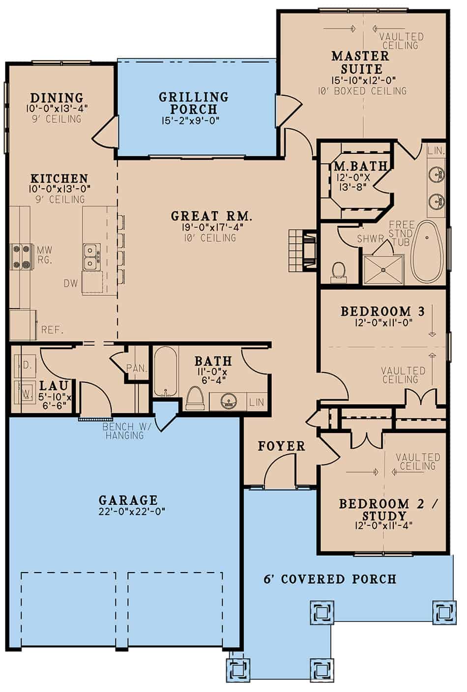 Main Level of Ranch Plan #193-1230