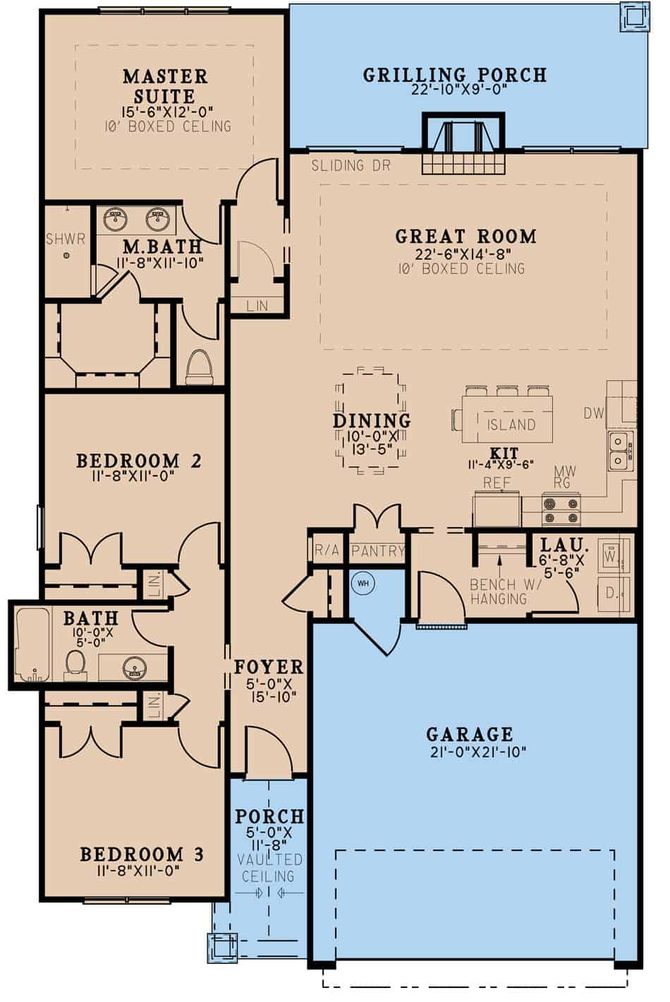 Main Level of Ranch Plan #193-1231
