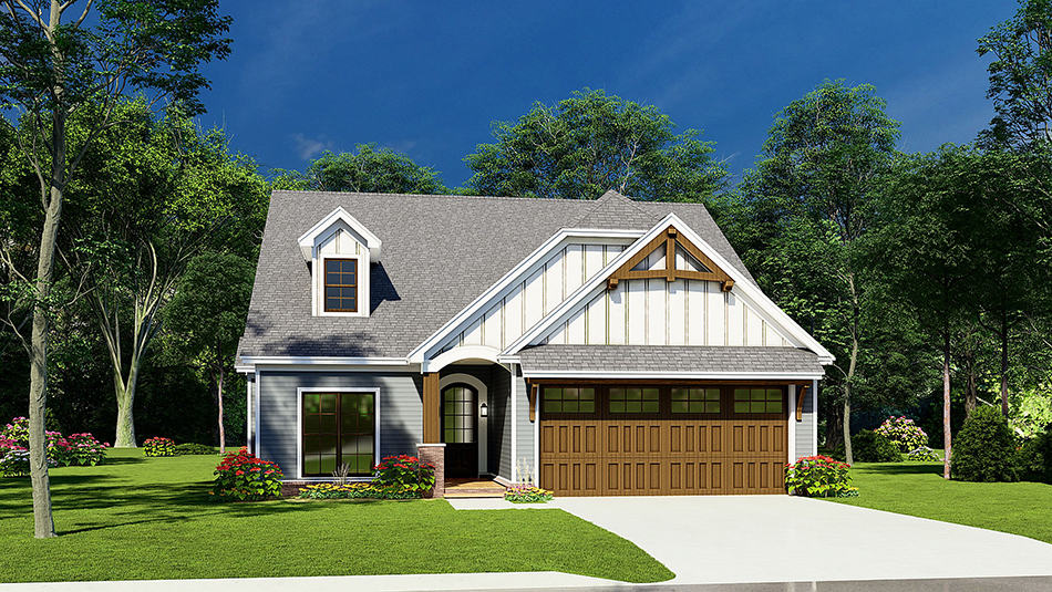 Front elevation of Ranch home (ThePlanCollection: House Plan #193-1231)