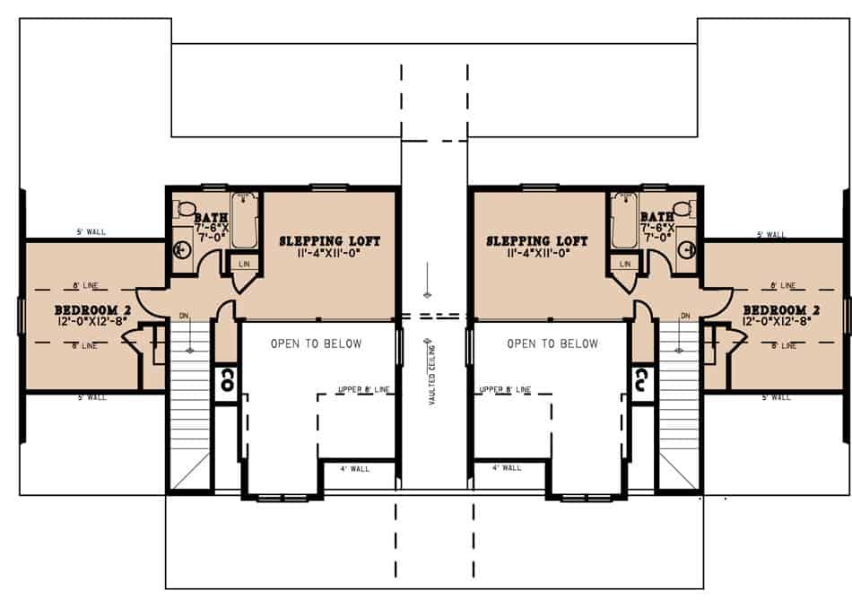 Upper Level of Farmhouse Plan #193-1232