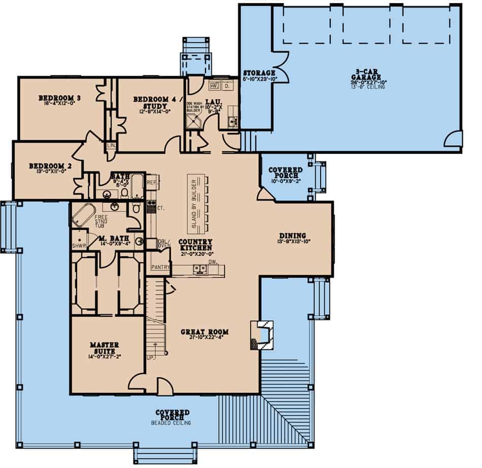 Main Level of Ranch Plan #193-1233