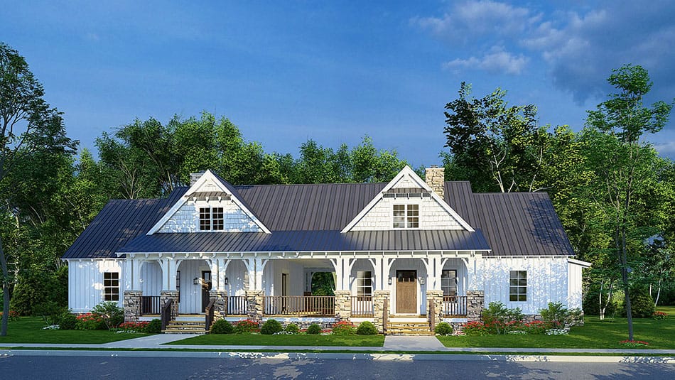 Front elevation of Multi-Unit home (ThePlanCollection: House Plan #193-1234)