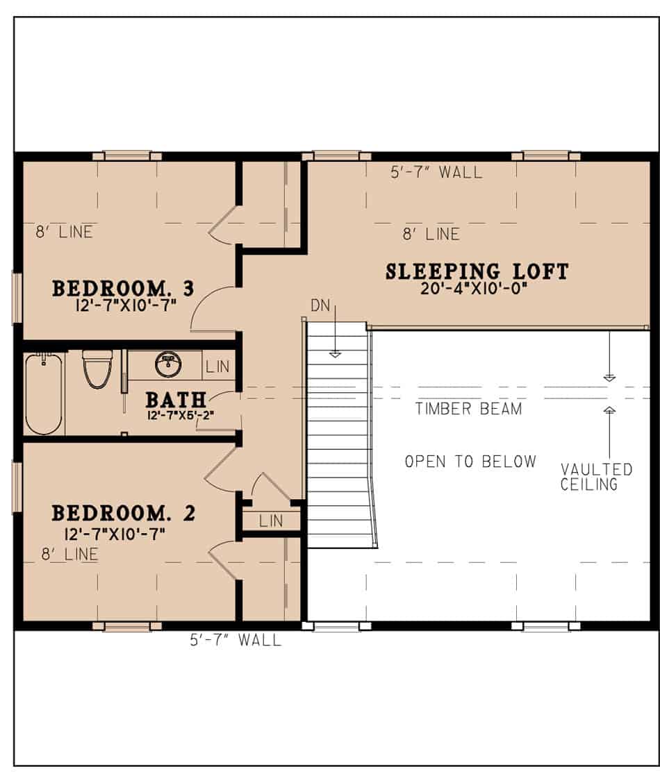 Upper Level of Farmhouse Plan #193-1236
