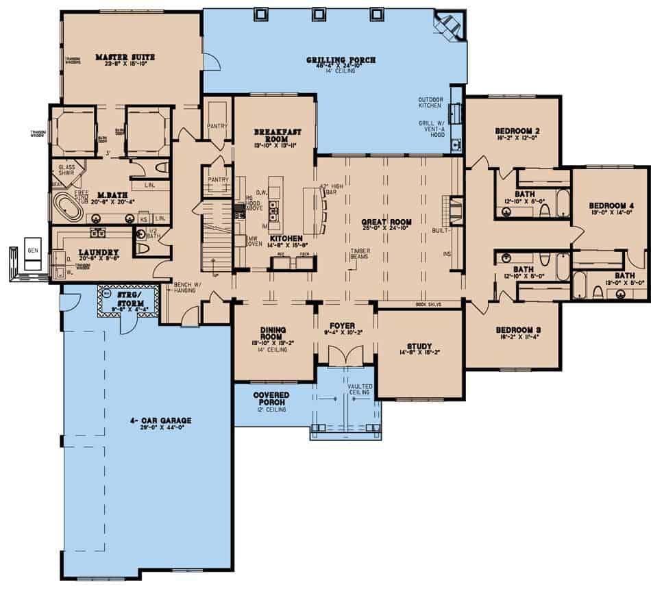 Main Level of Acadian Plan #193-1237