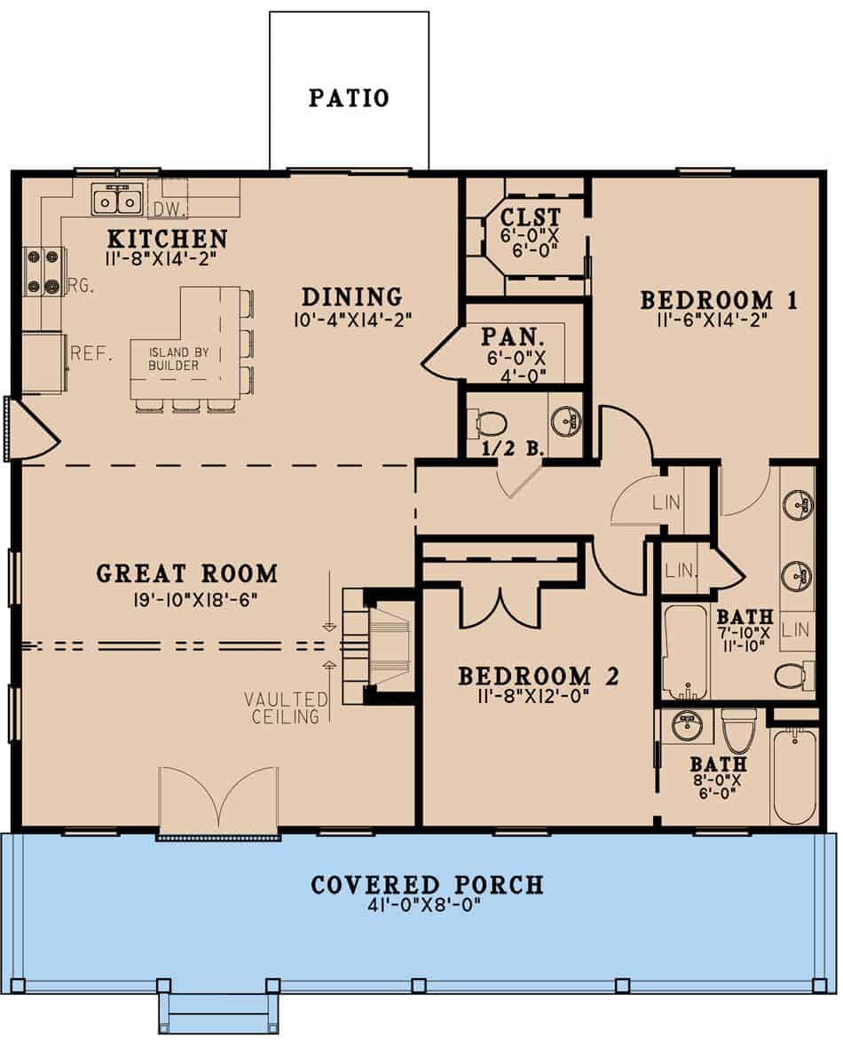 Main Level of Ranch Plan #193-1239