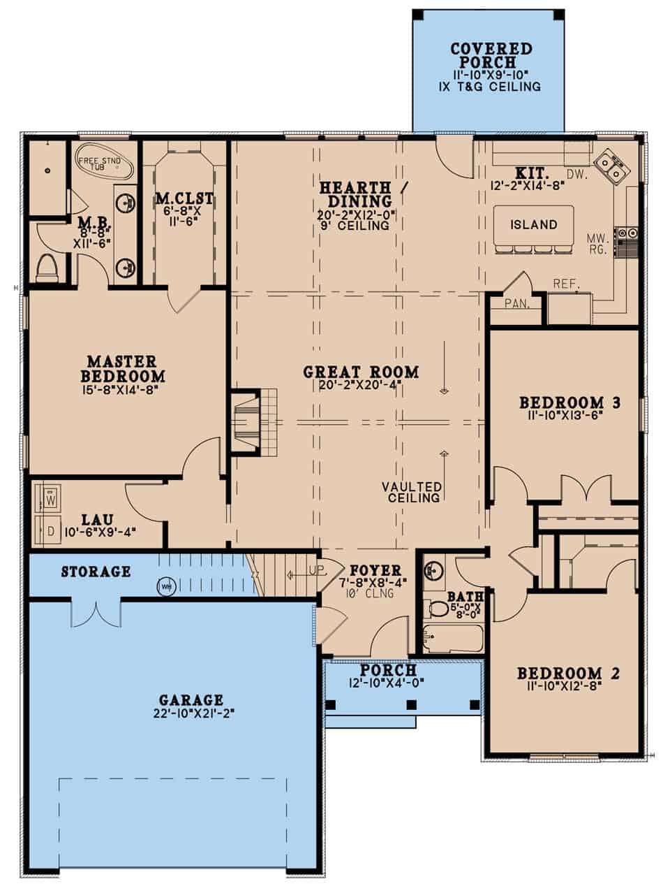 Main Level of Acadian Plan #193-1241