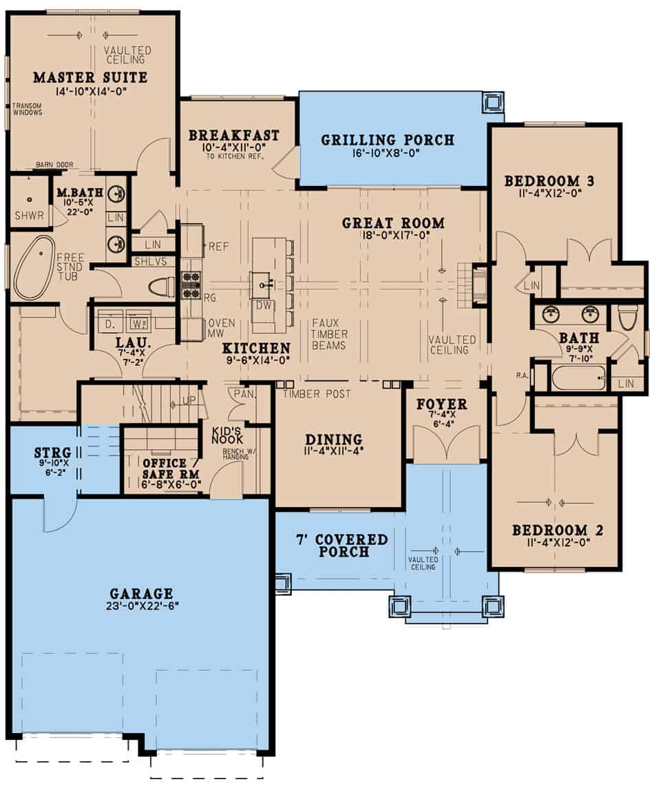 Main Level of Acadian Plan #193-1242