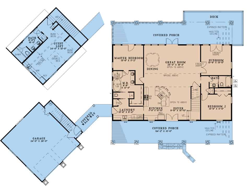 Main Level of Rustic Plan #193-1249