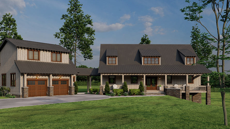 Front elevation of Rustic home (ThePlanCollection: House Plan #193-1249)