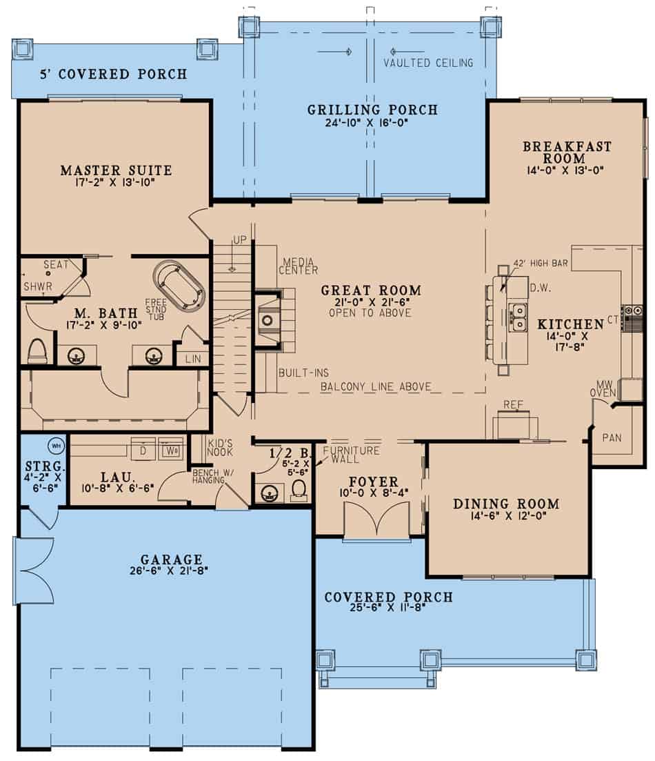 Main Level of Country Plan #193-1252