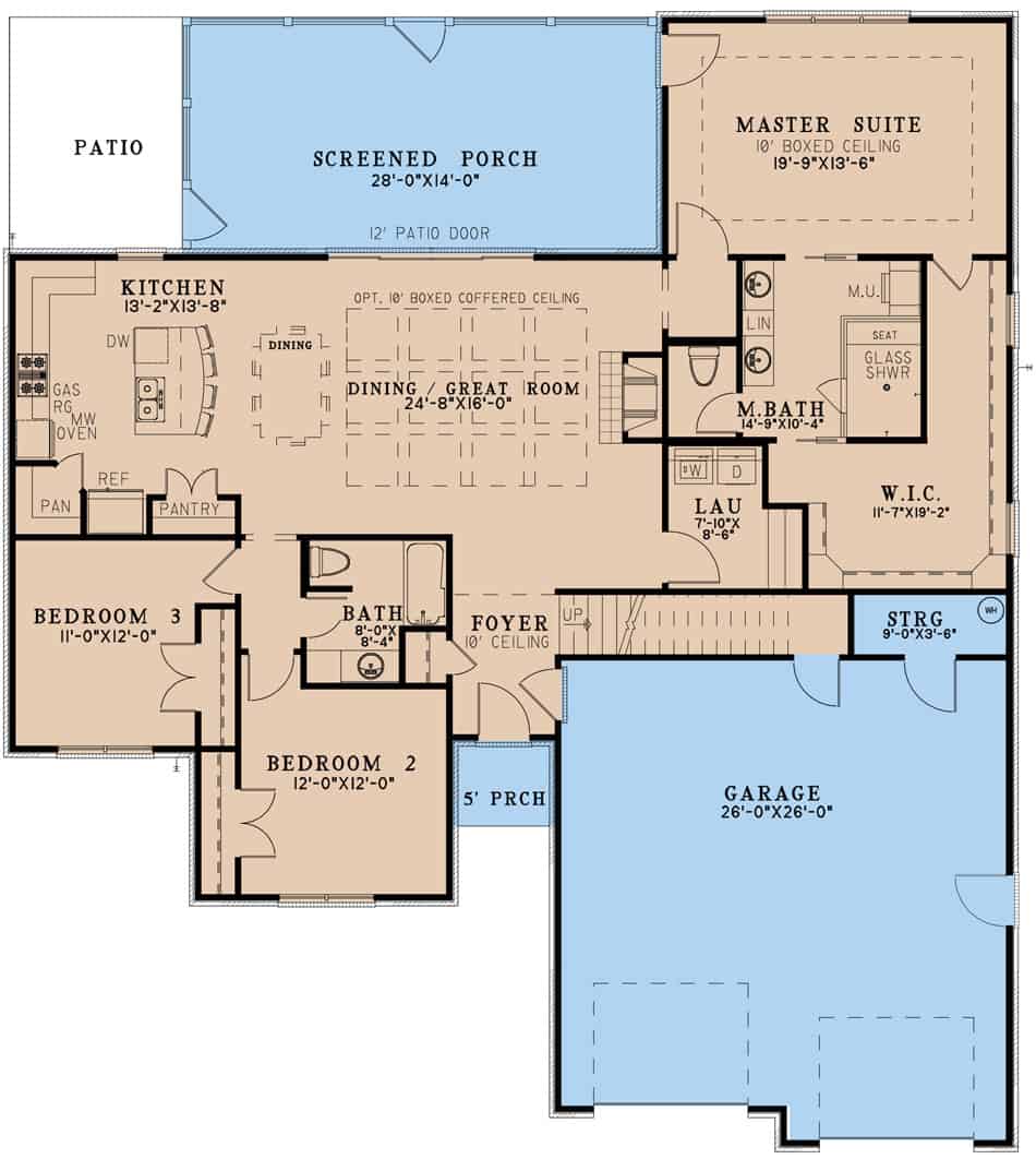 Main Level of Craftsman Plan #193-1253