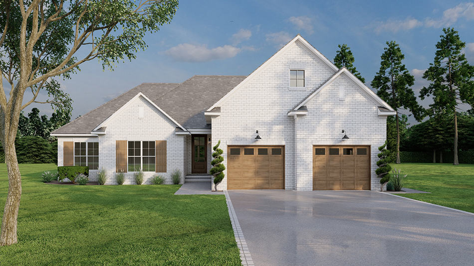 Front elevation of Craftsman home (ThePlanCollection: House Plan #193-1253)