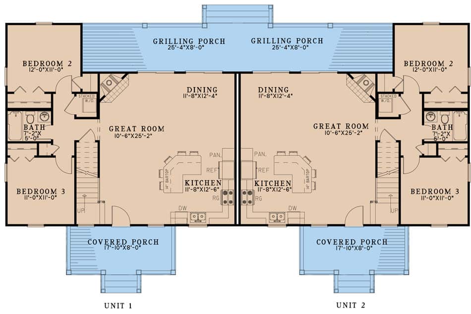 Main Level of Duplex/Multi-Unit Plan #193-1255