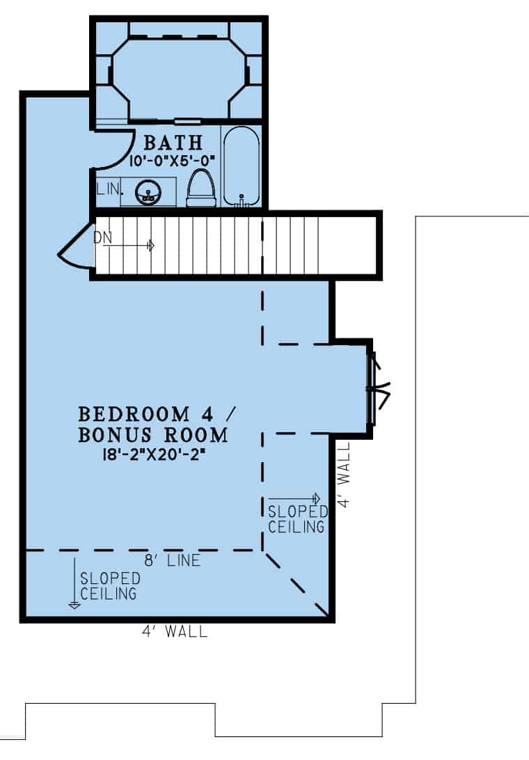 Upper Level of Arts and Crafts Plan #193-1258
