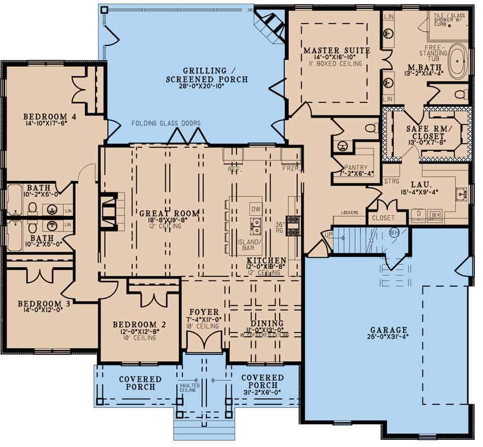 Main Level of Rustic Plan #193-1261