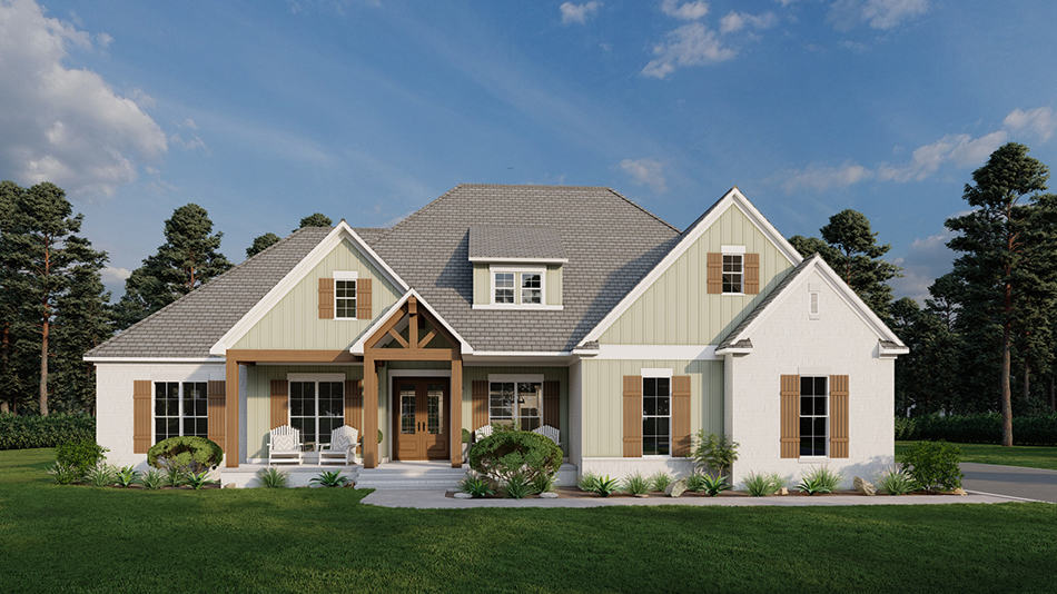 Front elevation of Rustic home (ThePlanCollection: House Plan #193-1261)