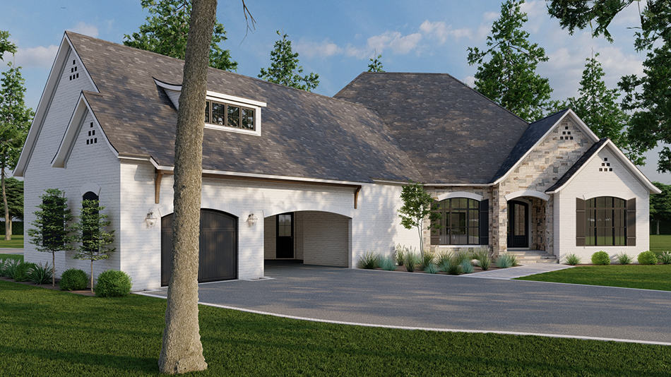 Front elevation of European home (ThePlanCollection: House Plan #193-1262)