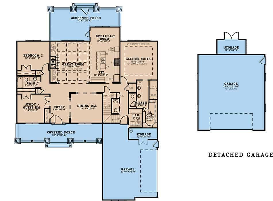 Main Level of Arts and Crafts Plan #193-1263