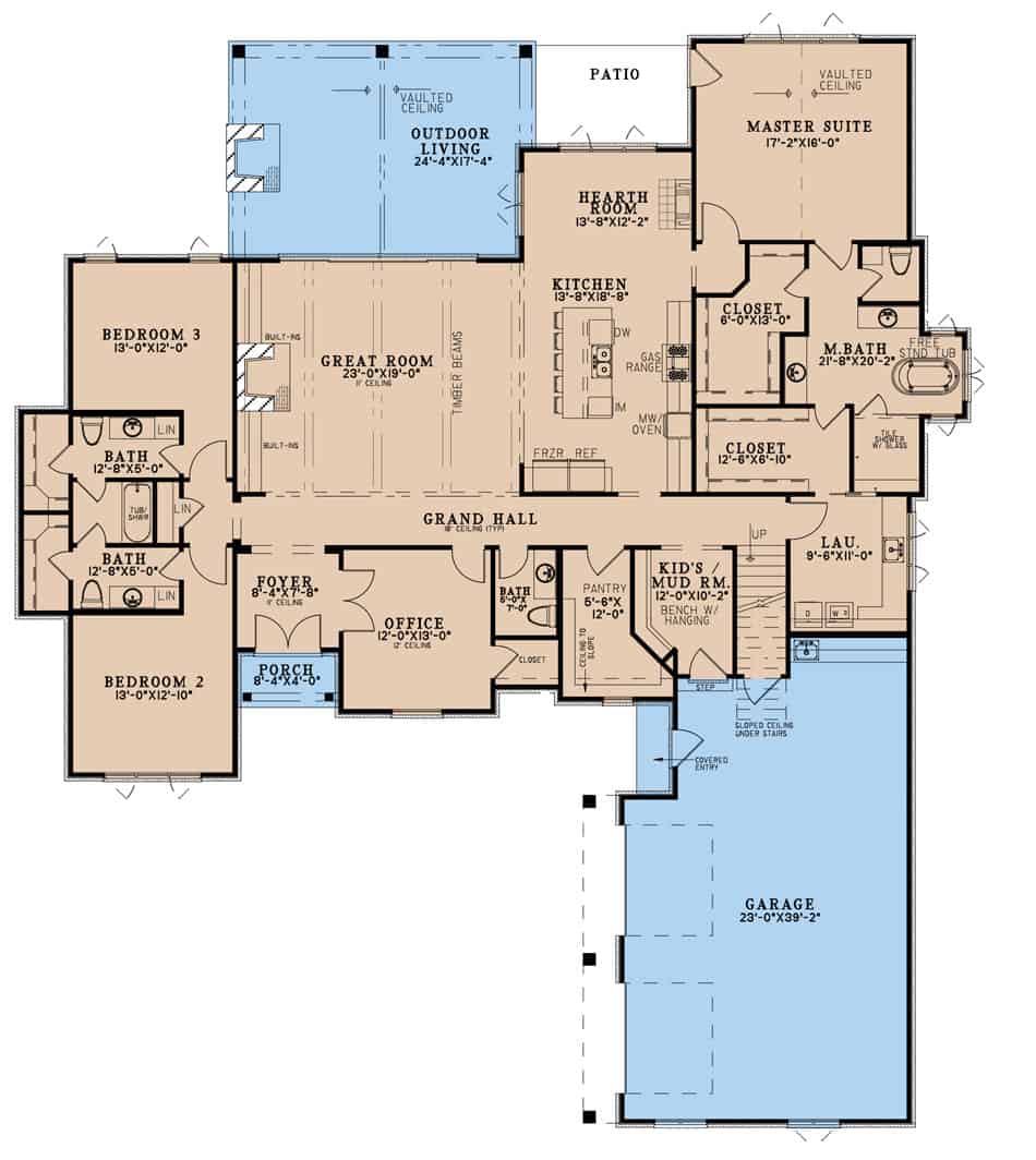 Main Level of Contemporary Plan #193-1264