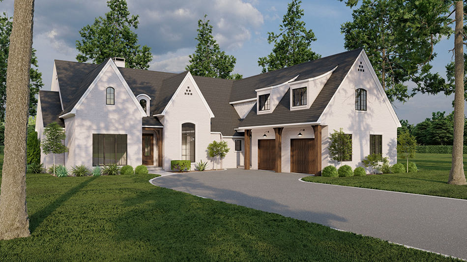 Front elevation of Contemporary home (ThePlanCollection: House Plan #193-1264)