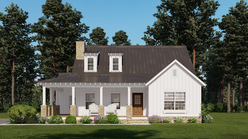 Front elevation of Arts and Crafts home (ThePlanCollection: House Plan #193-1269)