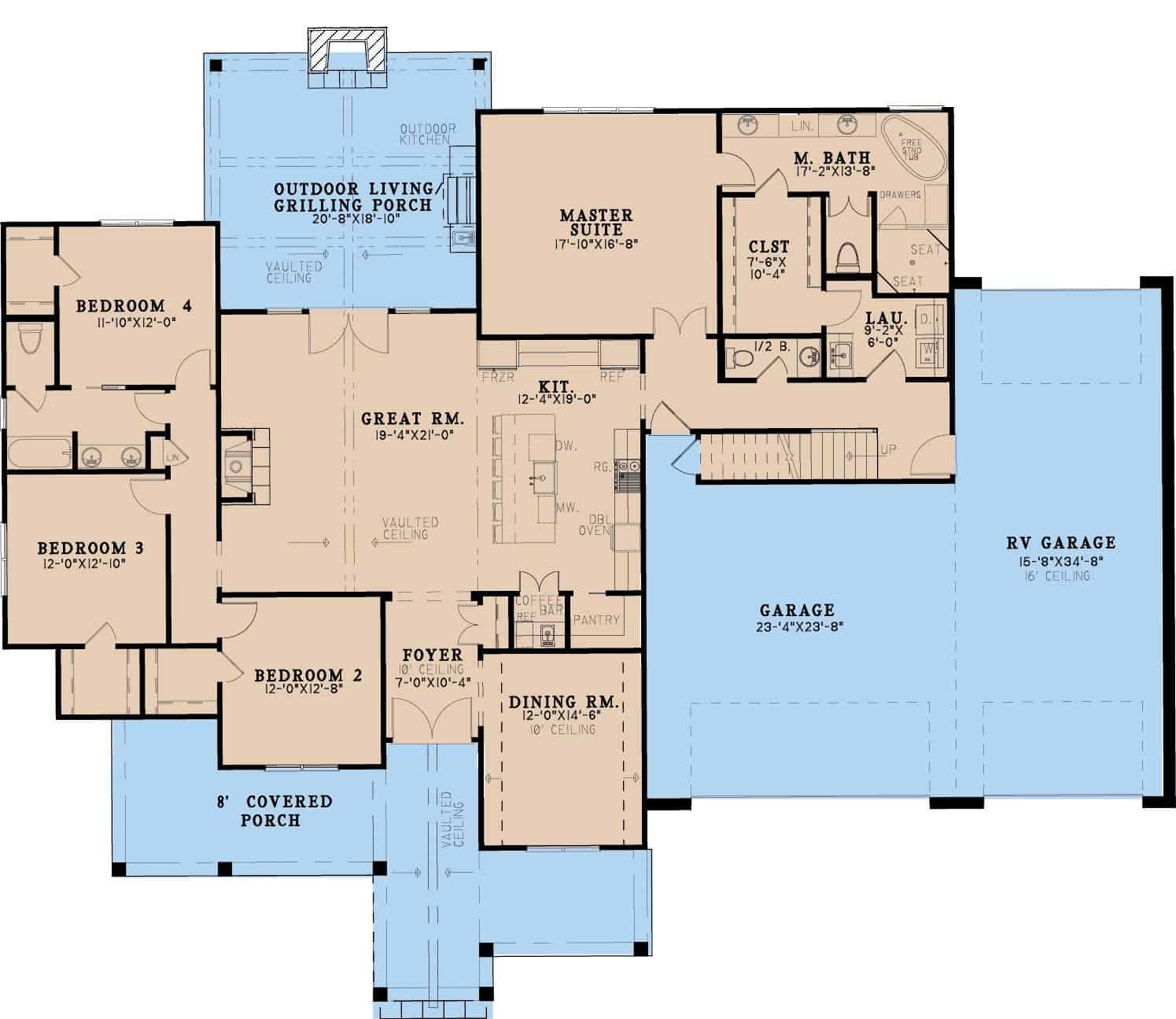 Main Level of Contemporary Plan #193-1273