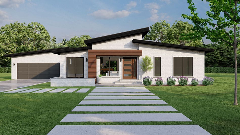 Front elevation of Contemporary home (ThePlanCollection: House Plan #193-1275)