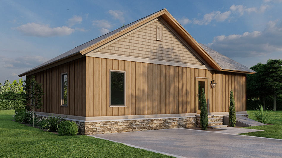 Rear View of this 2-Bedroom,1071 Sq Ft Plan -193-1277