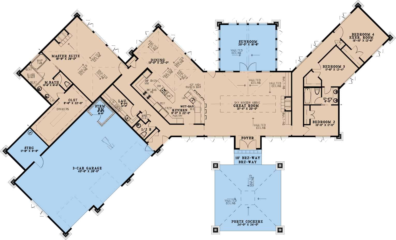 Main Level of Mediterranean Plan #193-1283