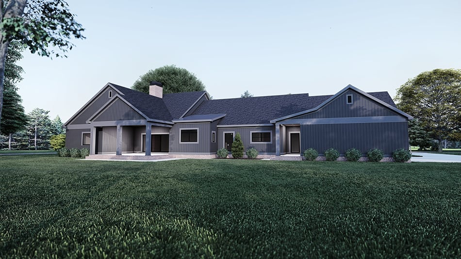 Rear View of this 3-Bedroom,3046 Sq Ft Plan -193-1286