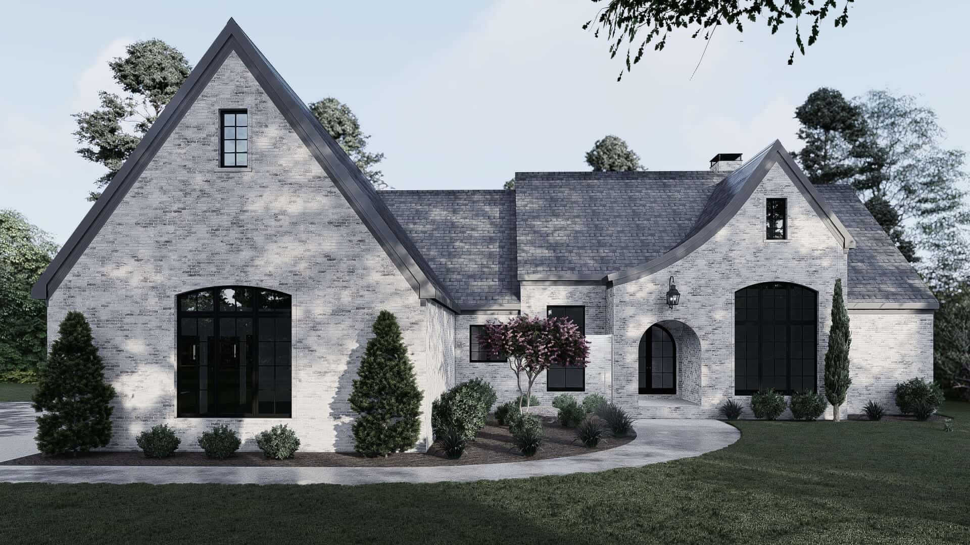 Front elevation of European home (ThePlanCollection: House Plan #193-1287)