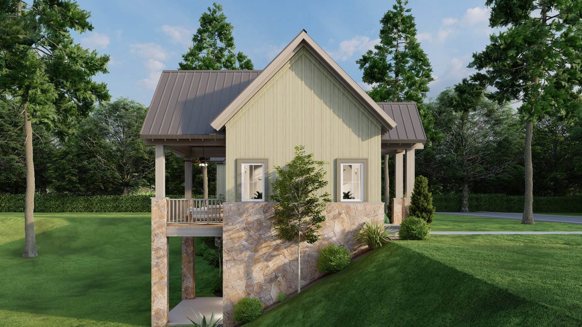 Home Plan Left Elevation of this 2-Bedroom,1846 Sq Ft Plan -193-1289