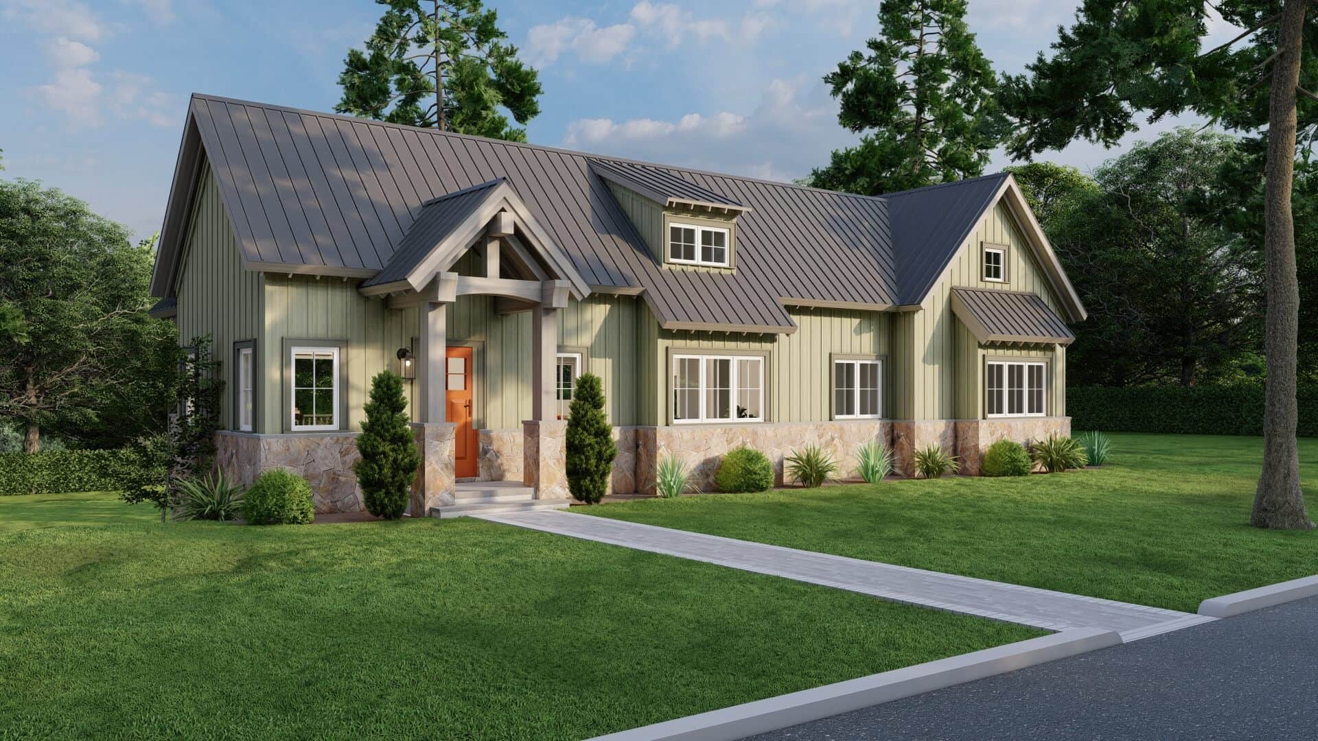 Front elevation of Cottage home (ThePlanCollection: House Plan #193-1288)