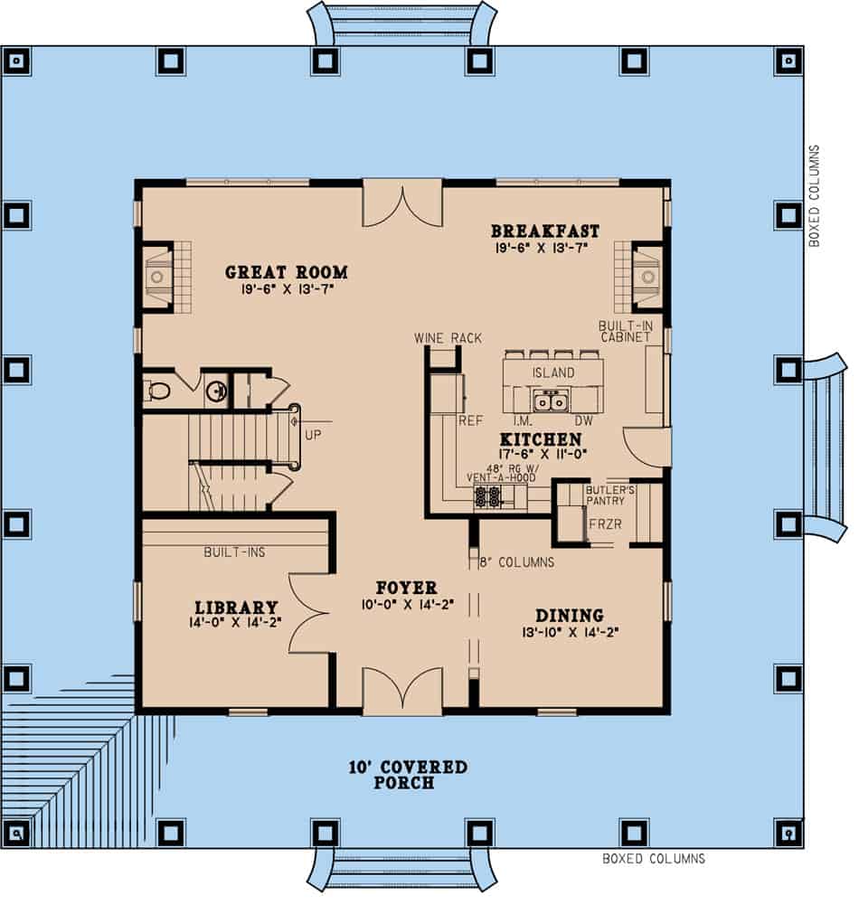Main Level of Colonial Plan #193-1290