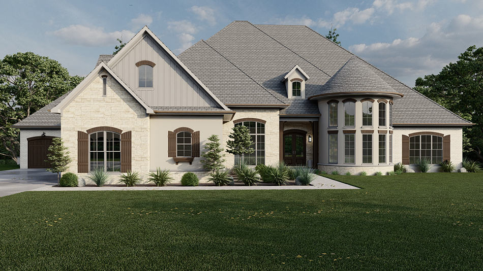 Front elevation of European home (ThePlanCollection: House Plan #193-1291)