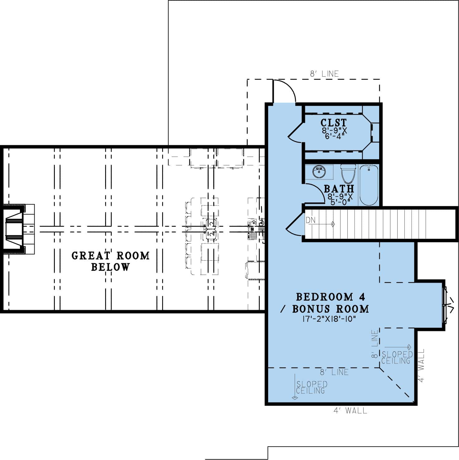 Bonus Room of Craftsman Plan #193-1293