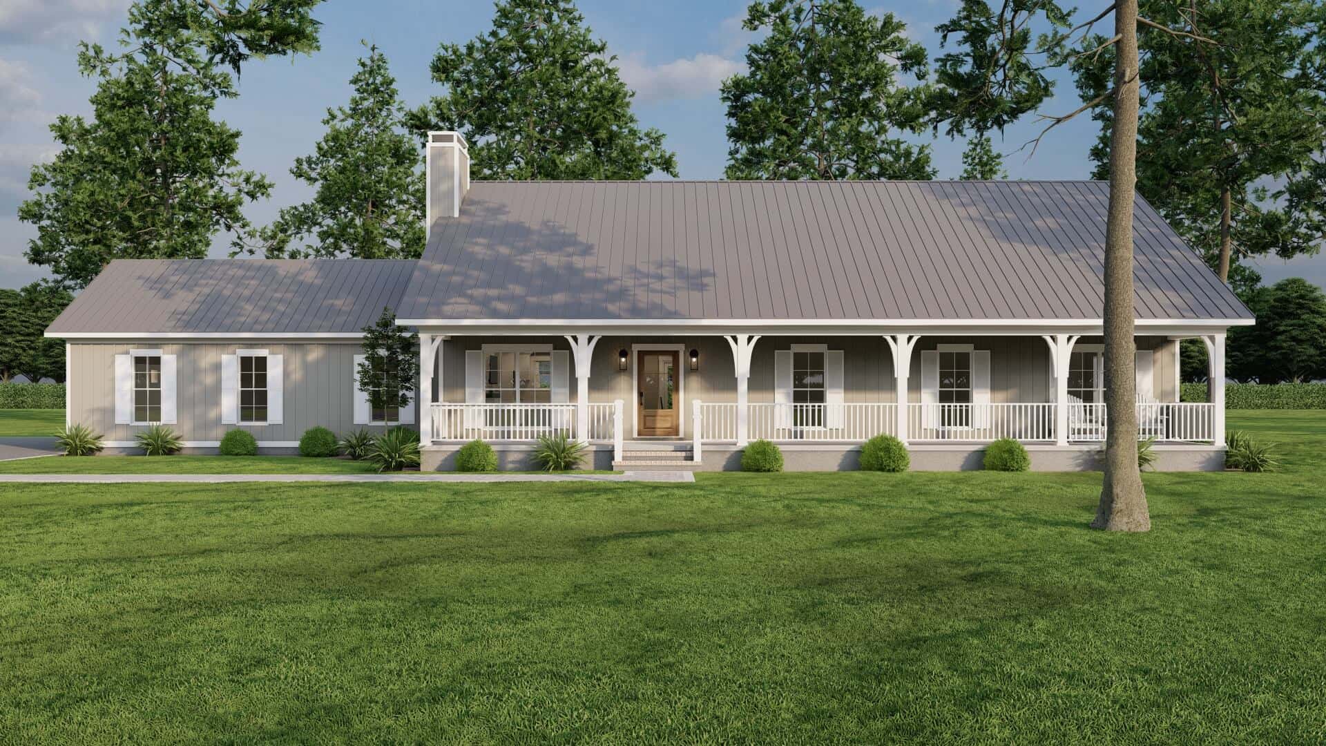 Front elevation of Farmhouse home (ThePlanCollection: House Plan #193-1295)