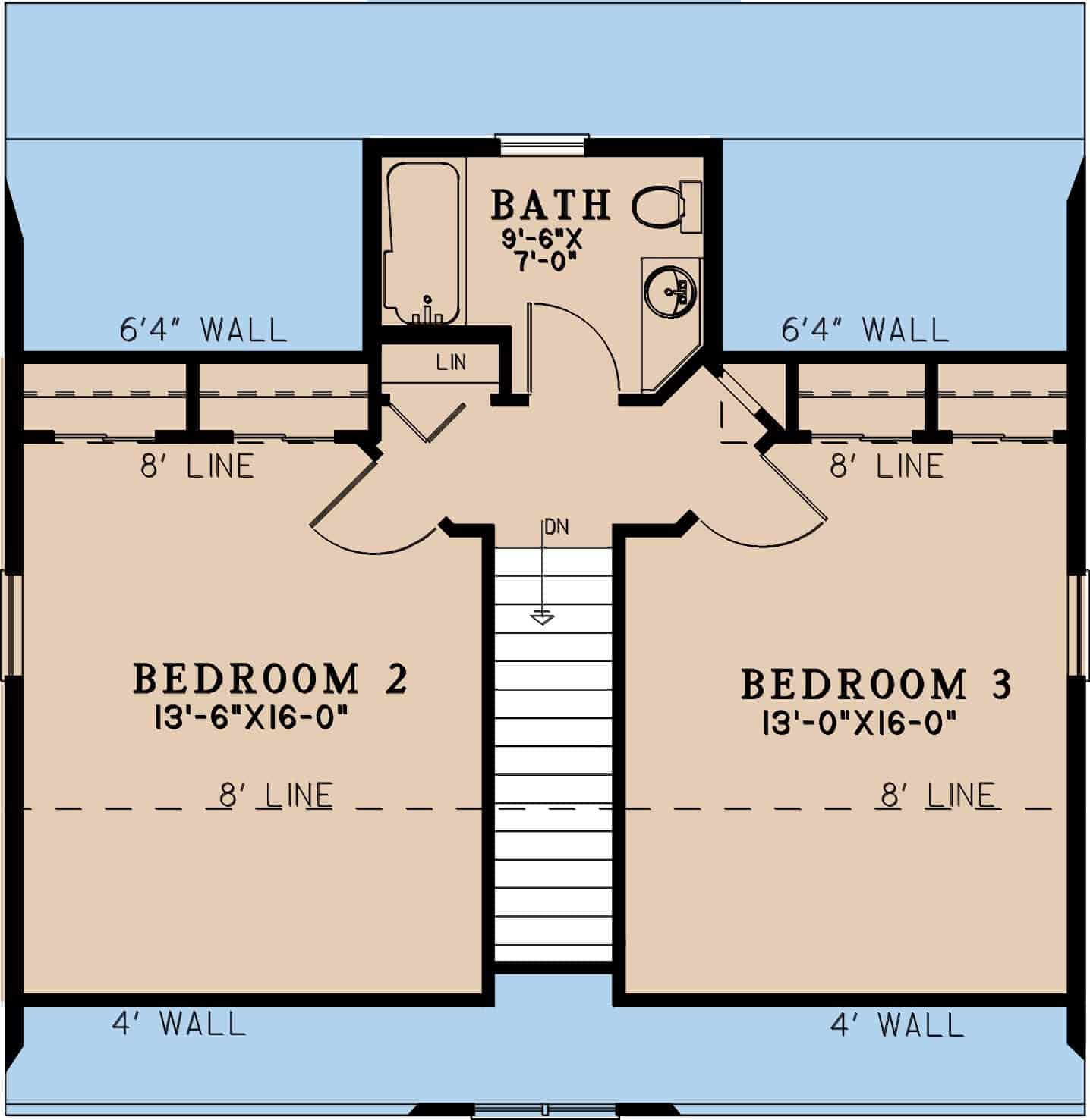 Upper Level of Rustic Plan #193-1300