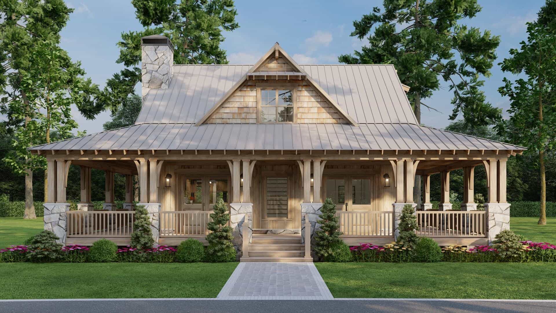 Front elevation of Rustic home (ThePlanCollection: House Plan #193-1300)