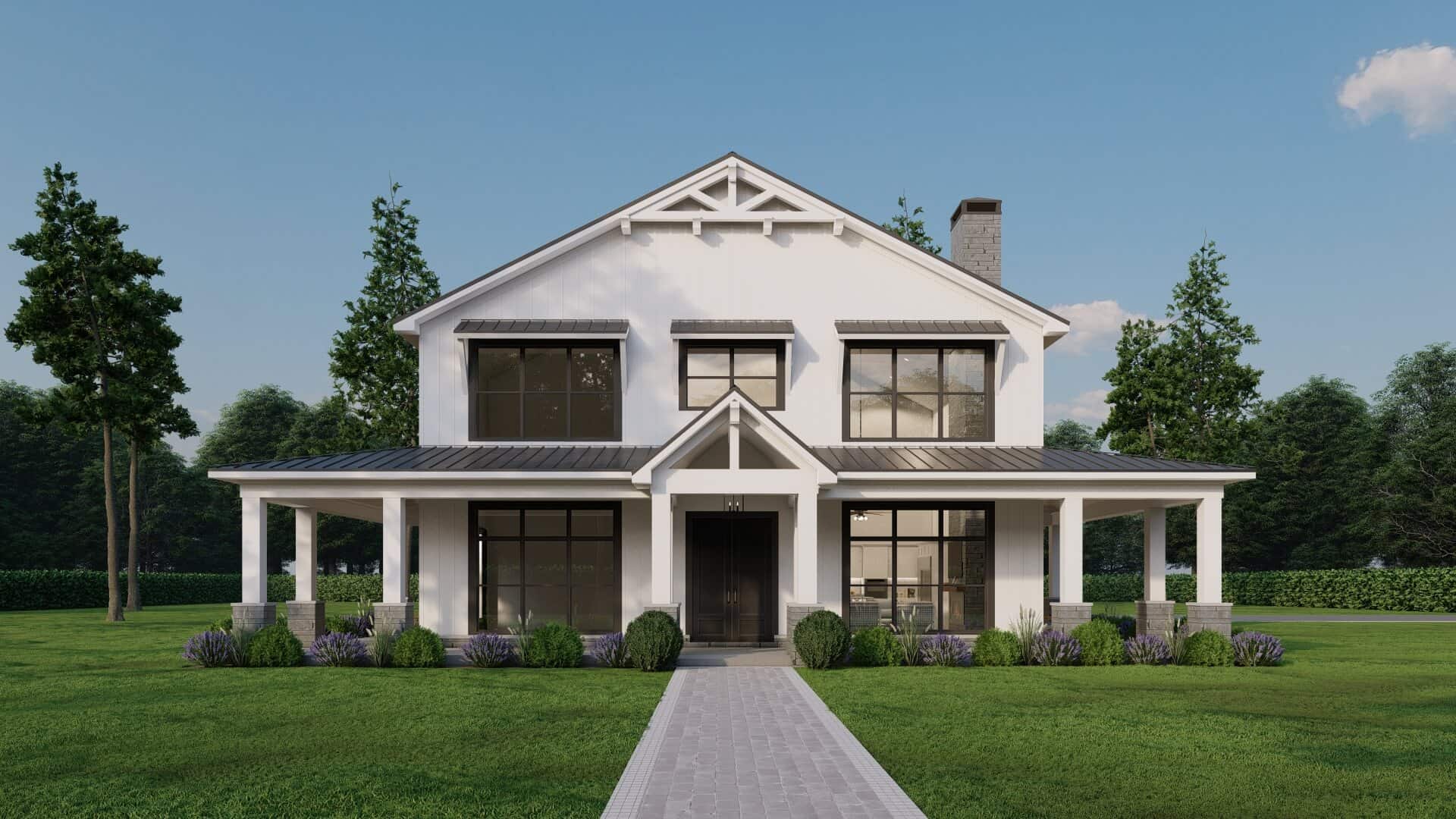 Front elevation of Farmhouse home (ThePlanCollection: House Plan #193-1305)