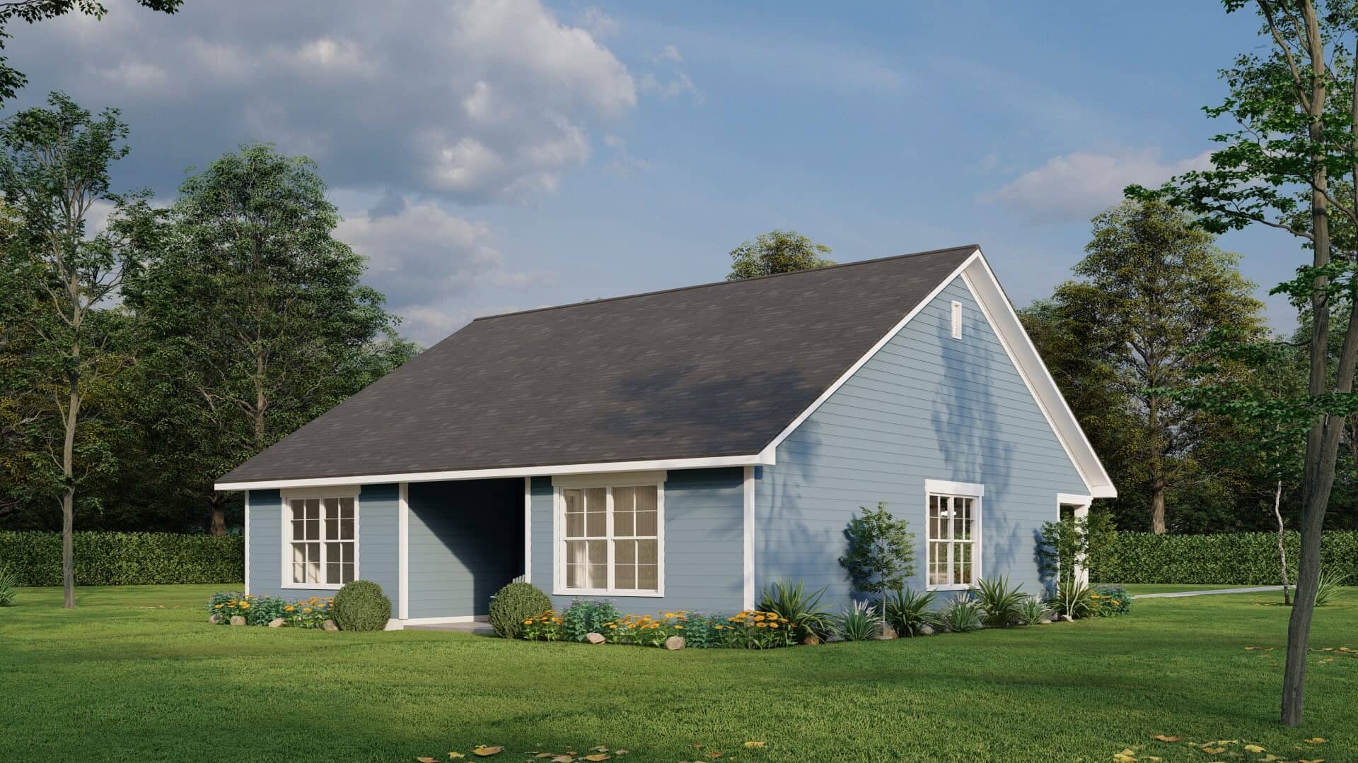 Rear View of this 3-Bedroom,1279 Sq Ft Plan -193-1306