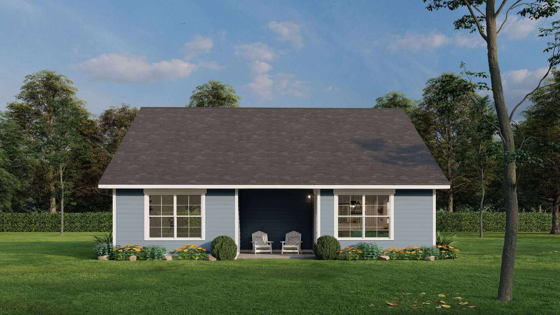Rear View of this 3-Bedroom,1279 Sq Ft Plan -193-1306