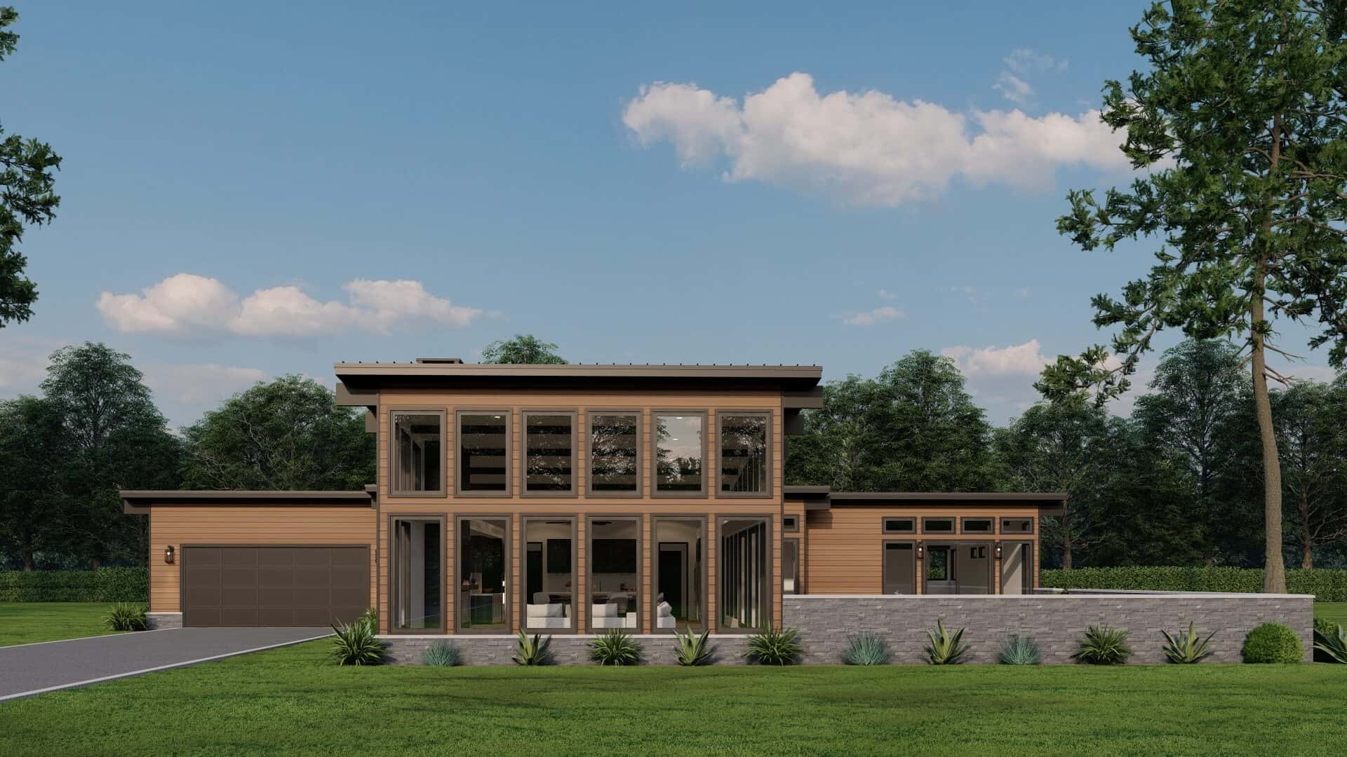 Front elevation of Modern home (ThePlanCollection: House Plan #193-1307)