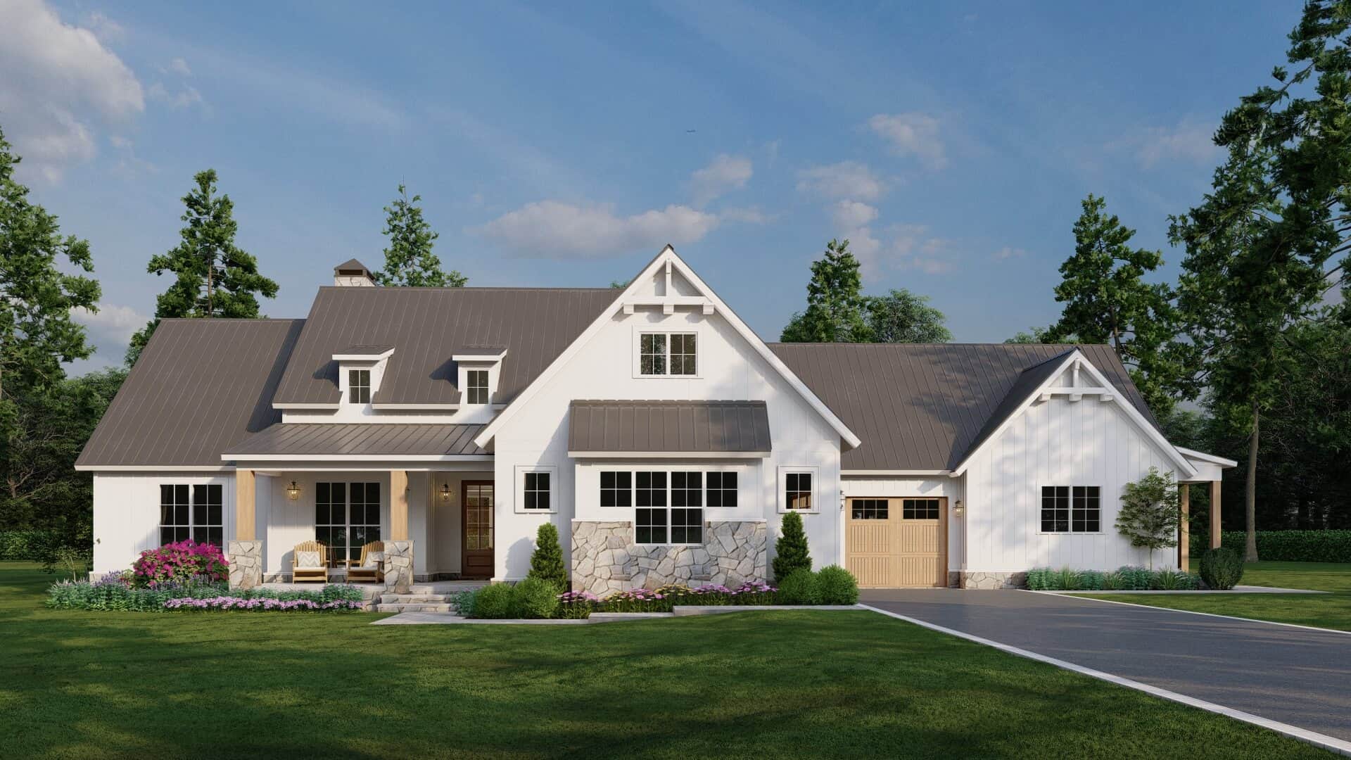 Front elevation of Farmhouse home (ThePlanCollection: House Plan #193-1308)