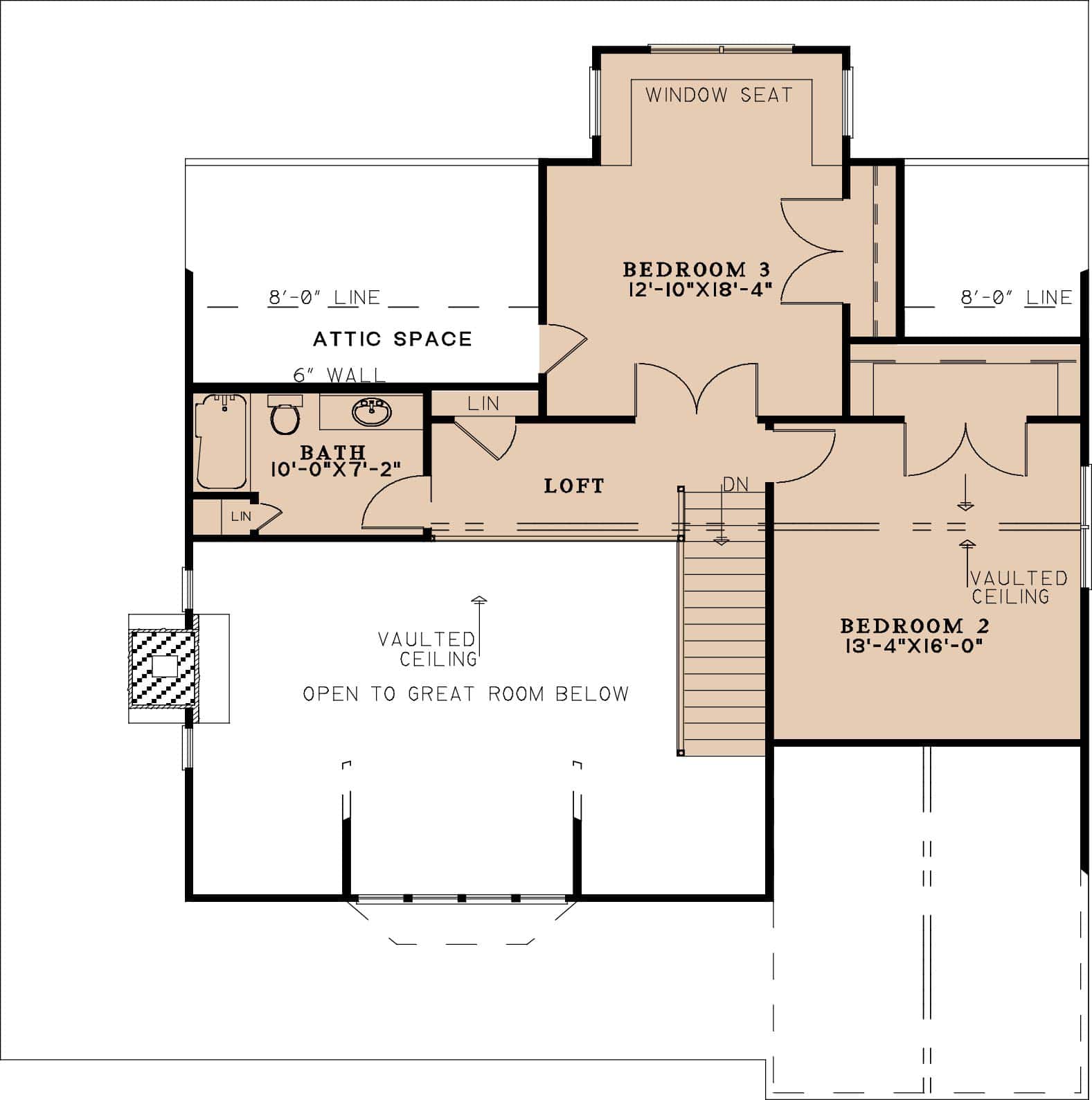 Upper Level of Rustic Plan #193-1309